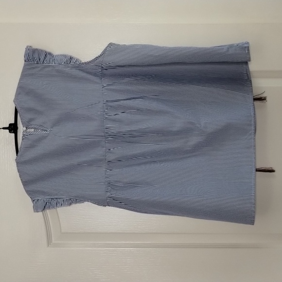 Blue white peasant blouse top striped embroidered boho size XL unbranded - Picture 7 of 8